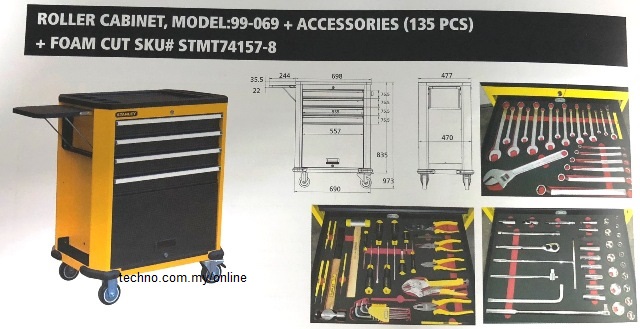 STANLEY 135 PCS TOOLS SET WITH ROLLER CABINET